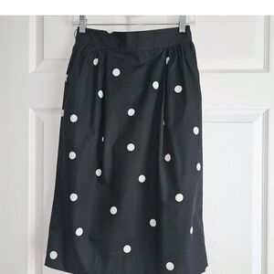 Vintage Breckenridge Cotton Black White Polka Dot Skirt Knee Cool Girl Womens 8